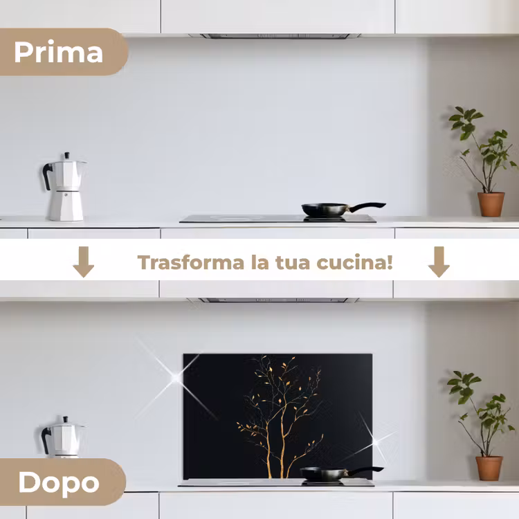 Paraschizzi cucina - Rami - Foglie - Nero — 7