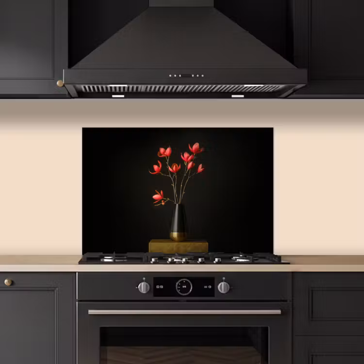 Paraschizzi cucina - Rosso - Fiori - Vaso — 5