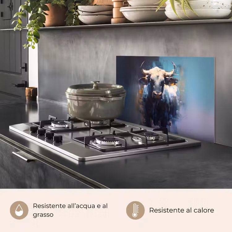 Paraschizzi cucina - Toro - Nero - Astratto - Corna — 2