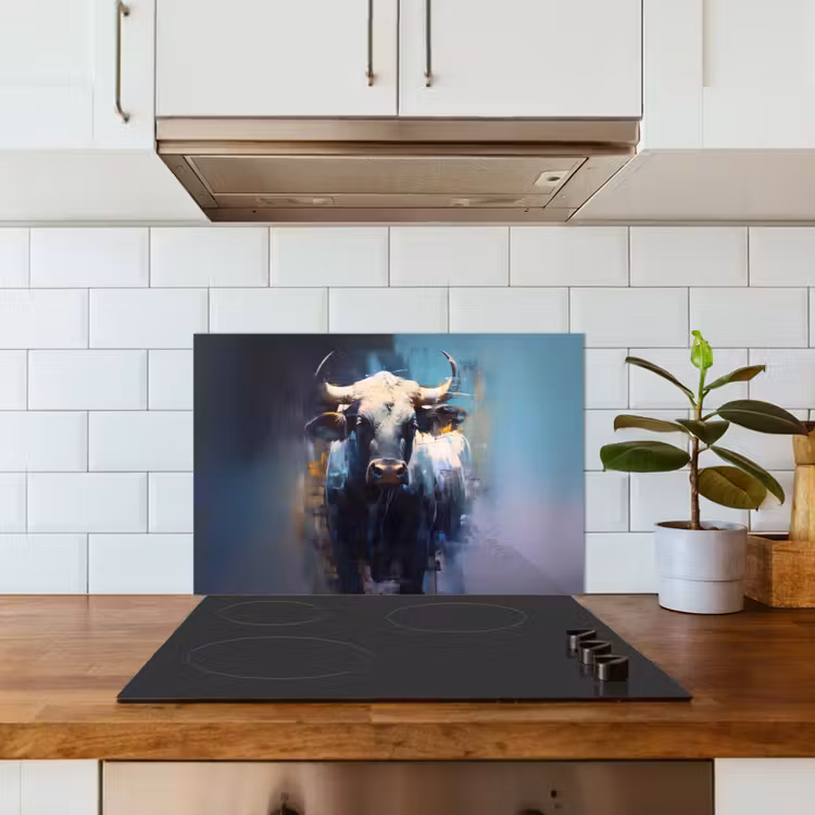 Paraschizzi cucina - Toro - Nero - Astratto - Corna — 3