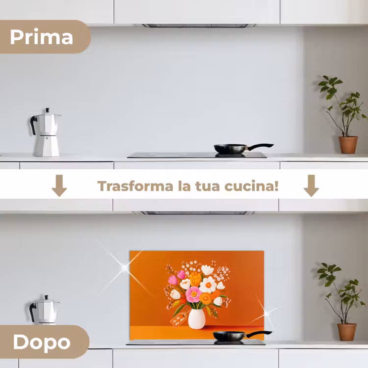 Paraschizzi cucina - Vaso - Fiori - Arancione — 7