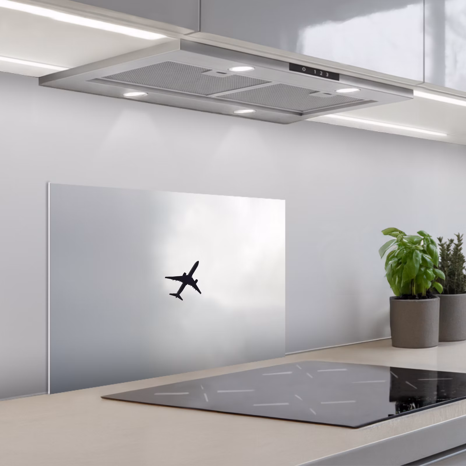 Paraschizzi cucina - Minimalista - Silhouette - Nero - Aereo — 1