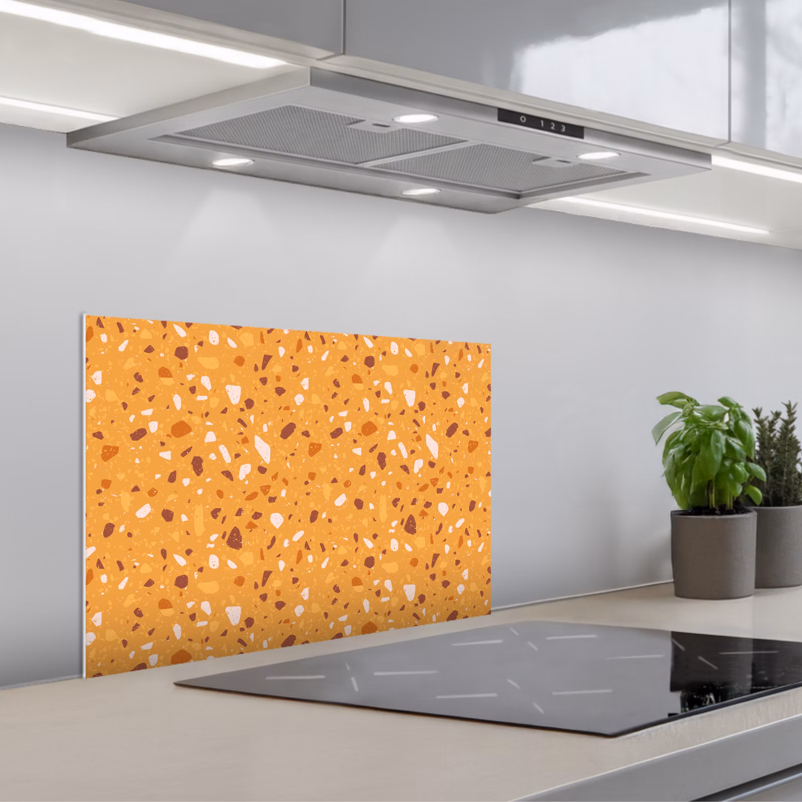 Paraschizzi cucina - Terrazzo - Motivo - Giallo ocra — 1