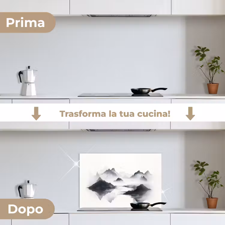 Paraschizzi cucina - Montagne - Nebbia - Acqua - Bianco — 7