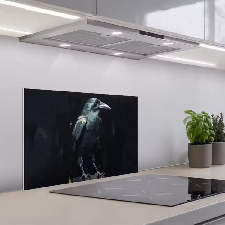 Paraschizzi cucina - Raven - Uccelli - Nero — 1
