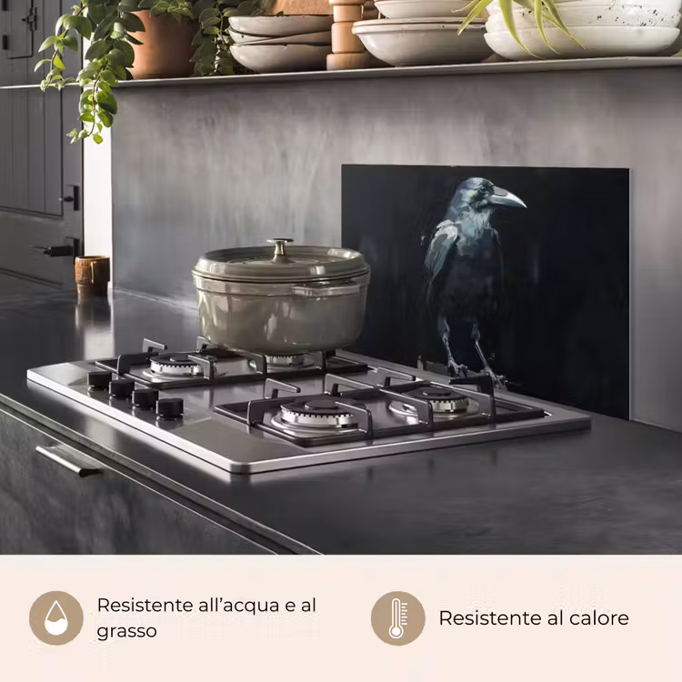 Paraschizzi cucina - Raven - Uccelli - Nero — 2