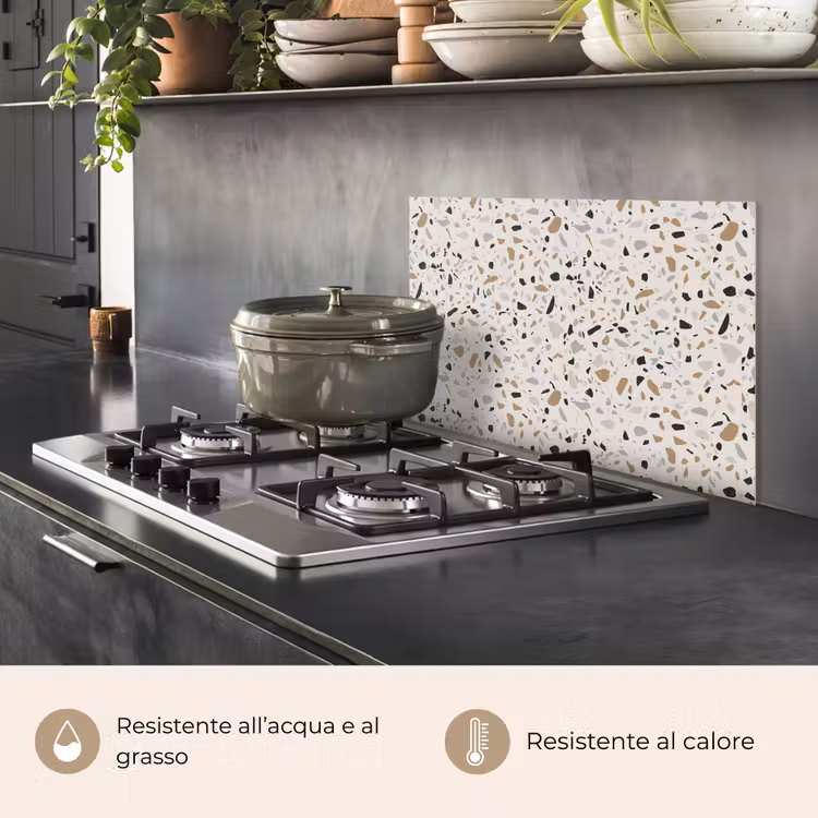 Paraschizzi cucina - Terrazzo - Modello - Acciaio — 2