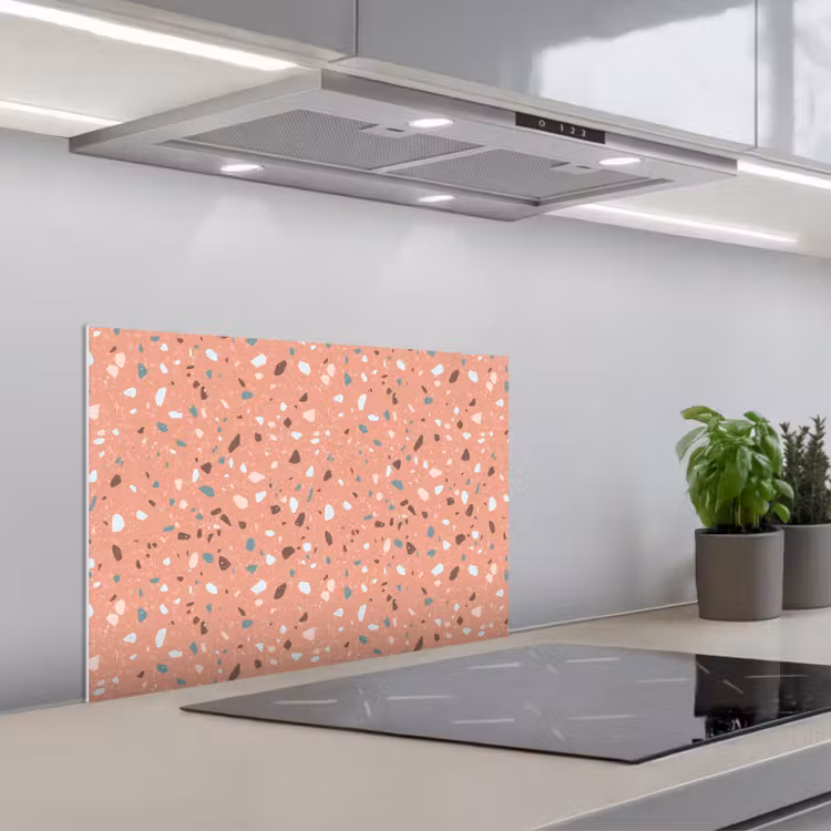 Paraschizzi cucina - Terrazzo - Motivo - Colorato - Rosa - Blu — 1