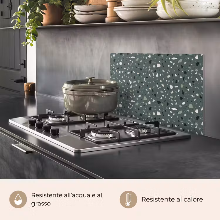 Paraschizzi cucina - Terrazzo - Motivo - Colorato - Verde — 2
