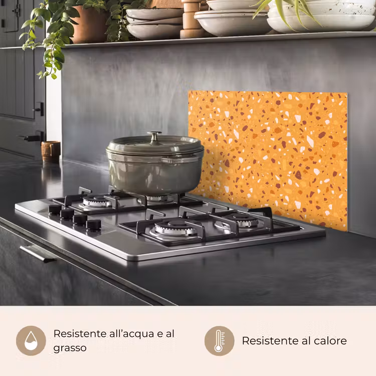 Paraschizzi cucina - Terrazzo - Motivo - Giallo ocra — 2
