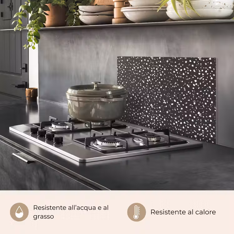 Paraschizzi cucina - Terrazzo - Motivo - Nero - Bianco — 2