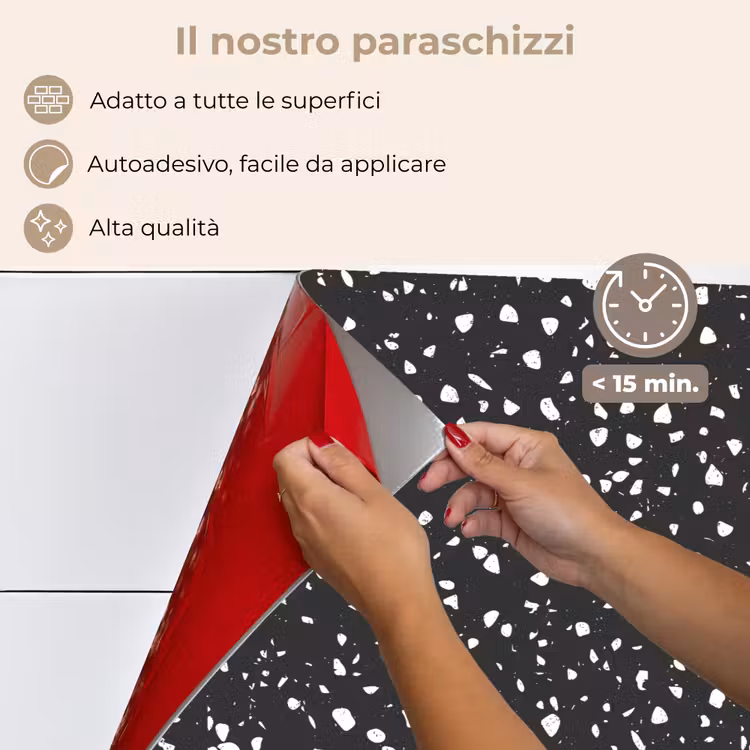 Paraschizzi cucina - Terrazzo - Motivo - Nero - Bianco — 4