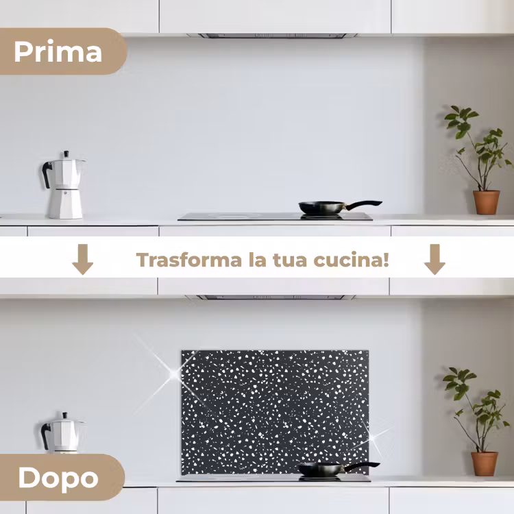Paraschizzi cucina - Terrazzo - Motivo - Nero - Bianco — 7