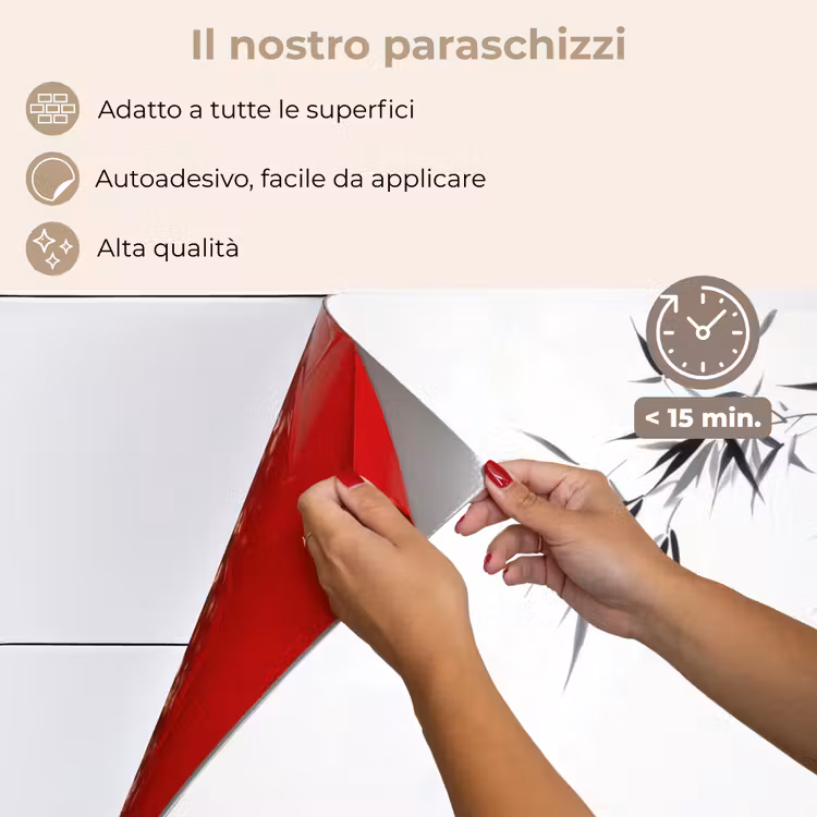 Paraschizzi cucina - Tronchi di bambù - Acqua - Minimalista - Bianco — 4