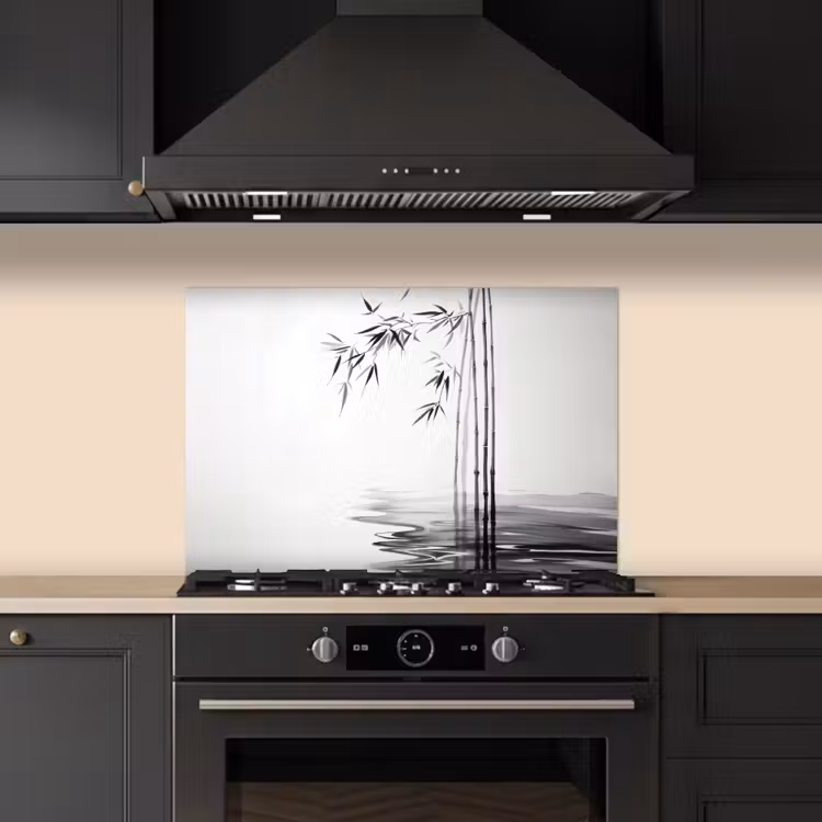 Paraschizzi cucina - Tronchi di bambù - Acqua - Minimalista - Bianco — 5