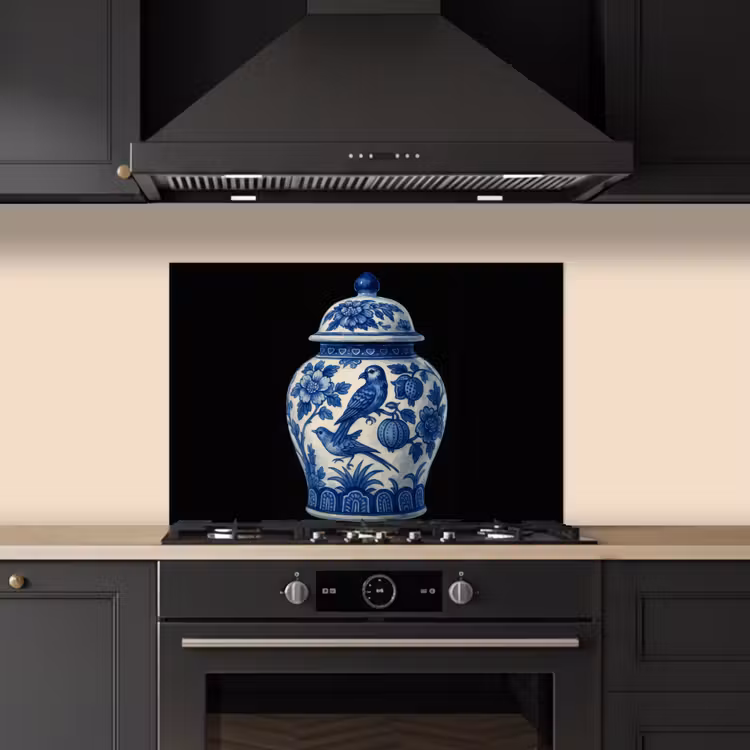 Paraschizzi cucina - Vaso - Blu Delft - Fiori — 5