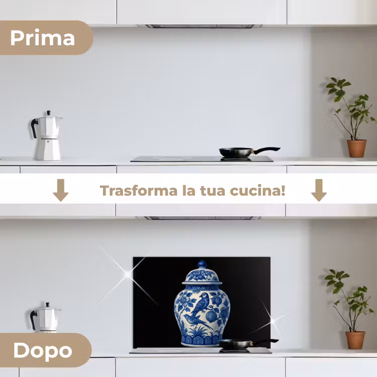 Paraschizzi cucina - Vaso - Blu Delft - Fiori — 7