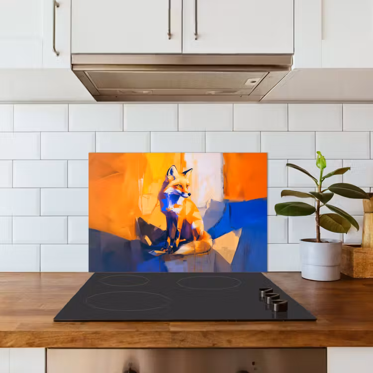 Paraschizzi cucina - Volpe - Arancione - Forme - Astratto — 3