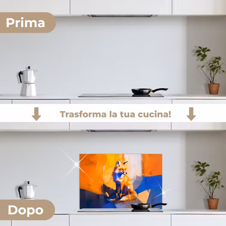 Paraschizzi cucina - Volpe - Arancione - Forme - Astratto — 7