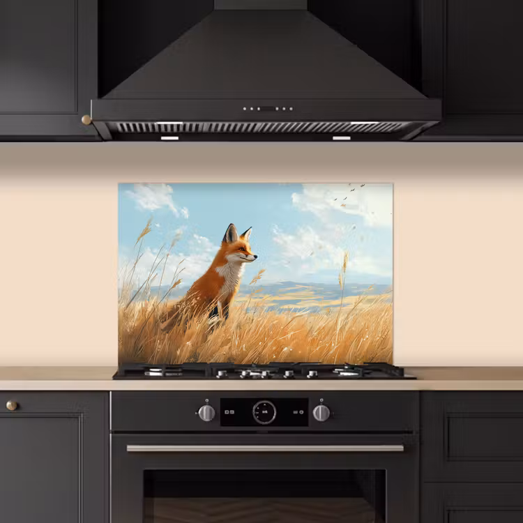 Paraschizzi cucina - Volpe - Erba - Nuvole - Arancione — 5