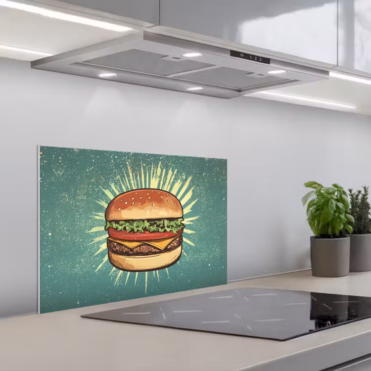 Paraschizzi cucina - Hamburger - Illustrazione - Lattuga - Formaggio — 1