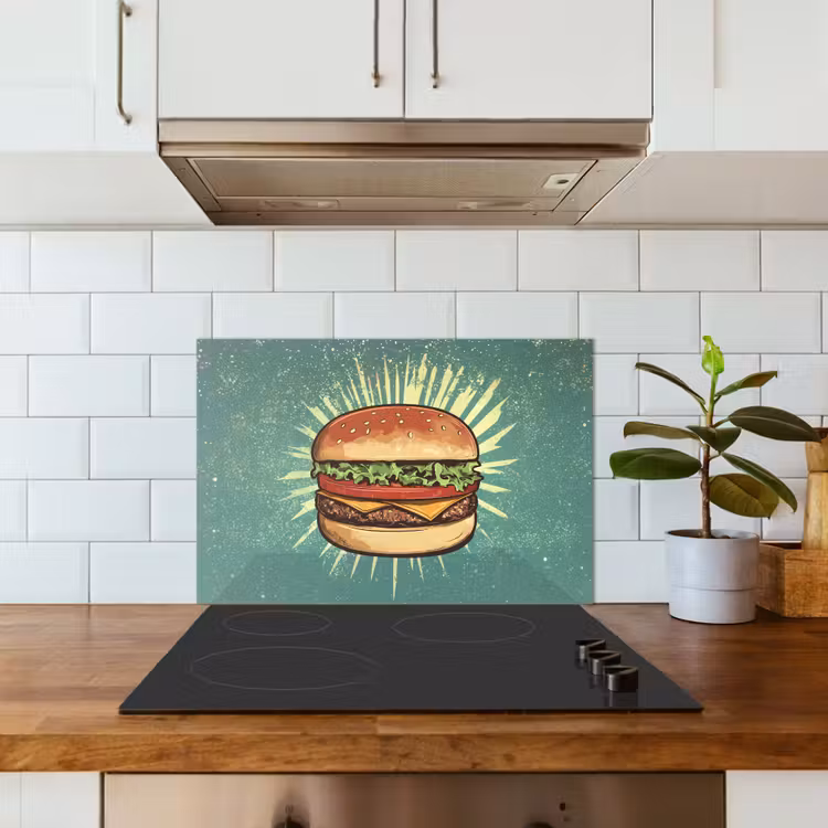 Paraschizzi cucina - Hamburger - Illustrazione - Lattuga - Formaggio — 3