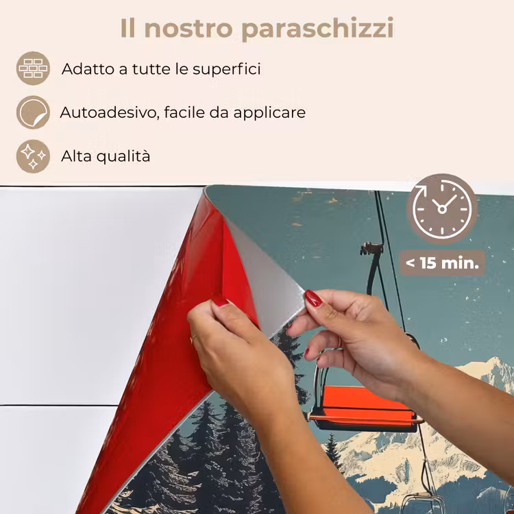 Paraschizzi cucina - Neve - Sciovia - Rosso - Alberi — 4