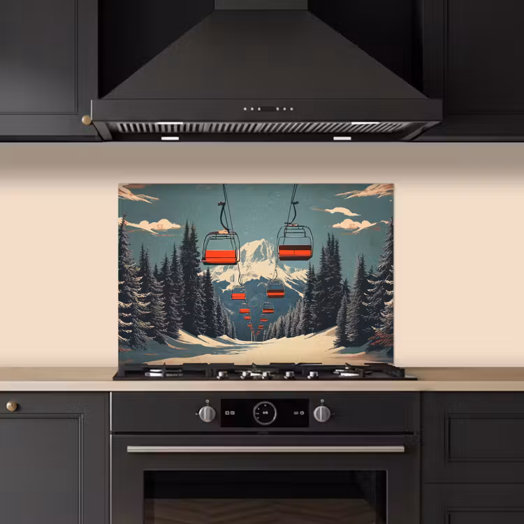Paraschizzi cucina - Neve - Sciovia - Rosso - Alberi — 5