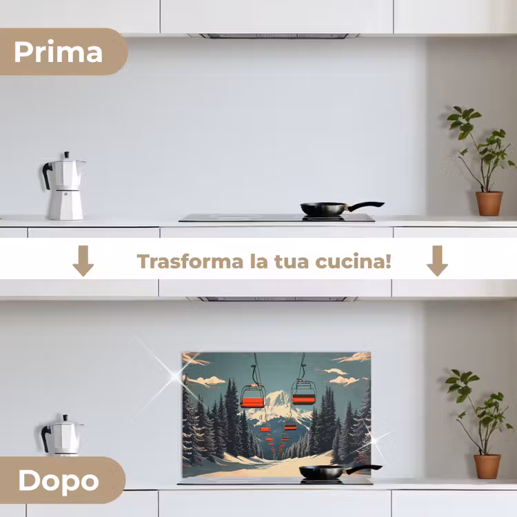 Paraschizzi cucina - Neve - Sciovia - Rosso - Alberi — 7