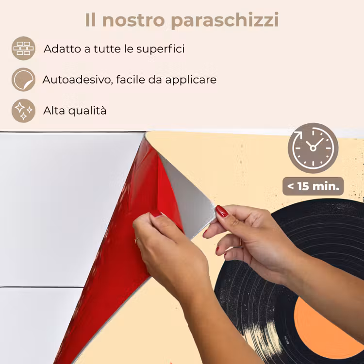 Paraschizzi cucina - Piastra in vinile - Nero - Schizzi di vernice - Retrò — 4