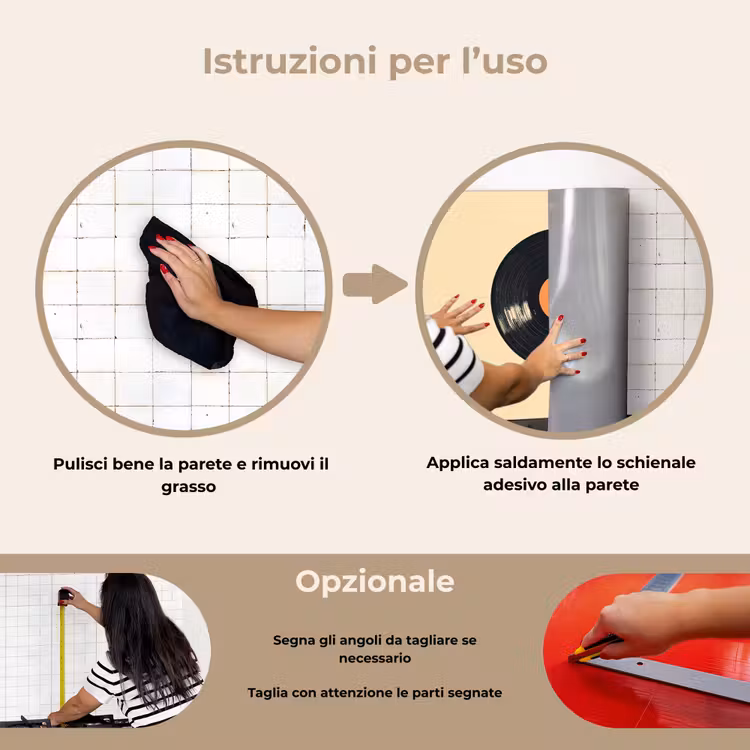 Paraschizzi cucina - Piastra in vinile - Nero - Schizzi di vernice - Retrò — 6