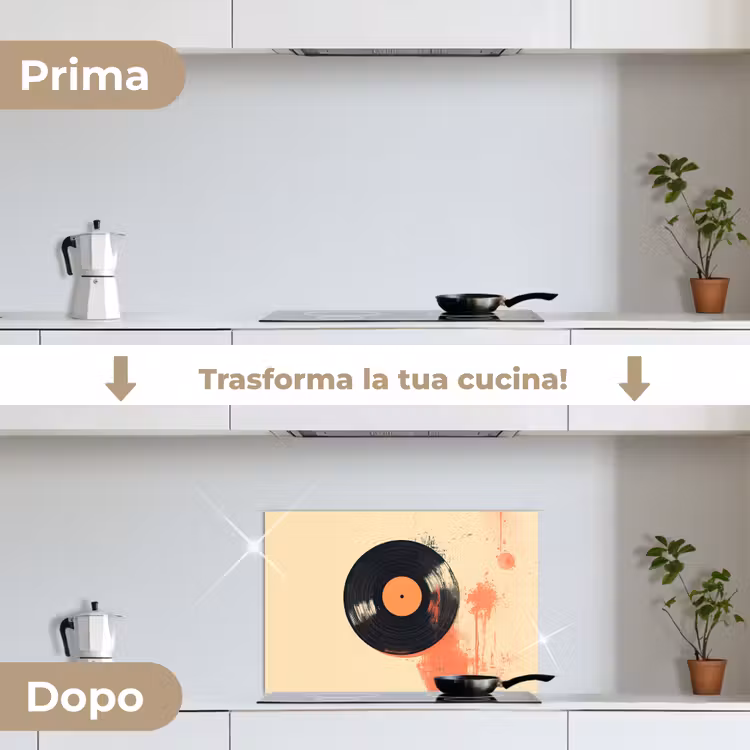 Paraschizzi cucina - Piastra in vinile - Nero - Schizzi di vernice - Retrò — 7