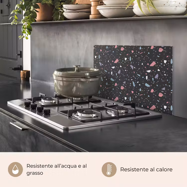Paraschizzi cucina - Terrazzo - Motivo - Nero - Morbido — 2