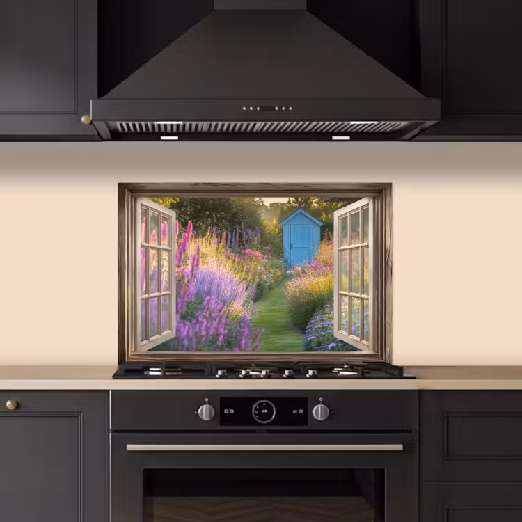 Paraschizzi cucina - Trasparente - Fiori - Finestra - Natura — 5