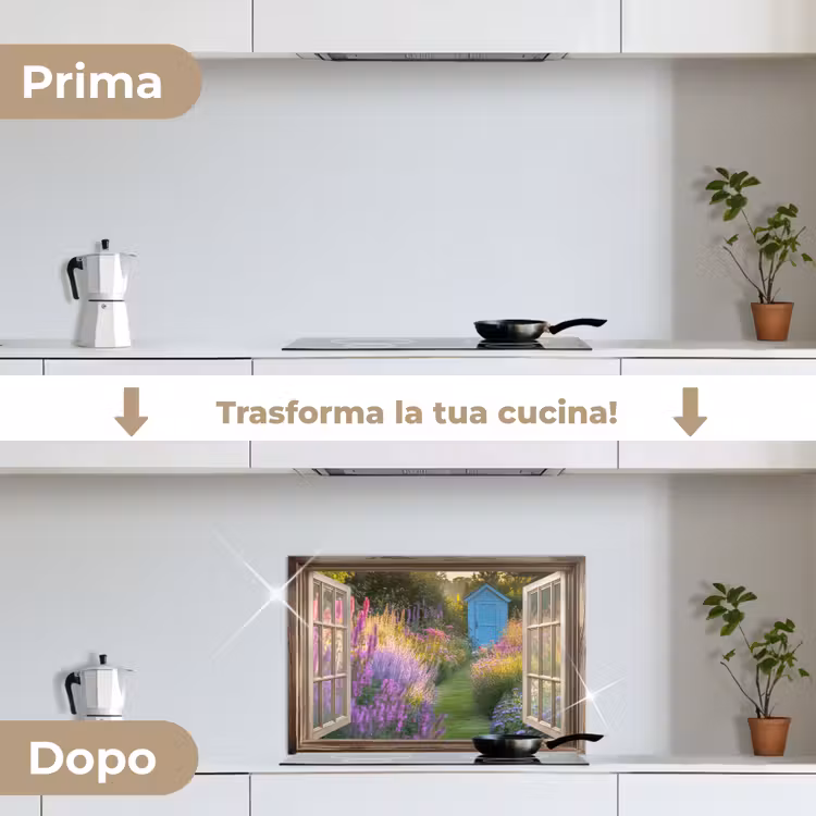 Paraschizzi cucina - Trasparente - Fiori - Finestra - Natura — 7
