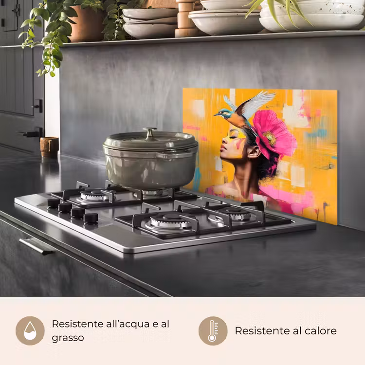 Paraschizzi cucina - Uccello - Donna - Astratto - Fiore — 2