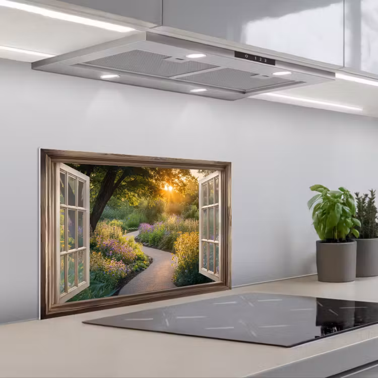 Paraschizzi cucina - Vista - Fiori - Natura - Sole - Sentiero — 1