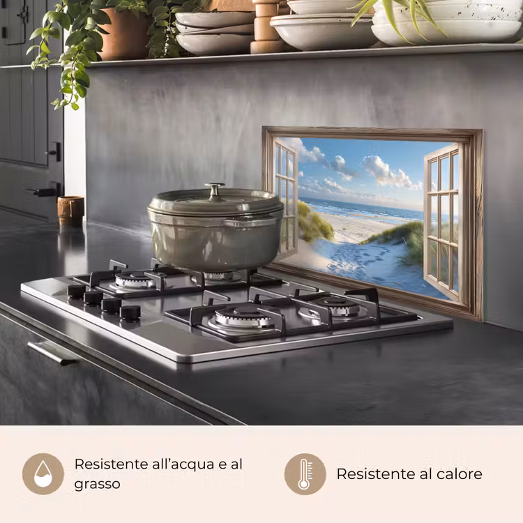 Paraschizzi cucina - Vista - Spiaggia - Finestra - Dune - Mare — 2