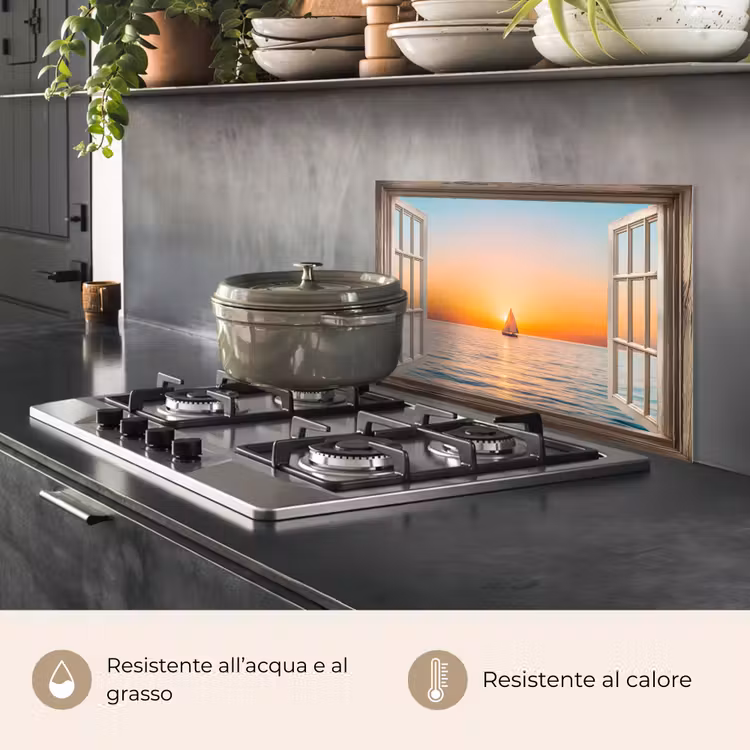 Paraschizzi cucina - Vista trasparente - Mare - Barca - Tramonto — 2
