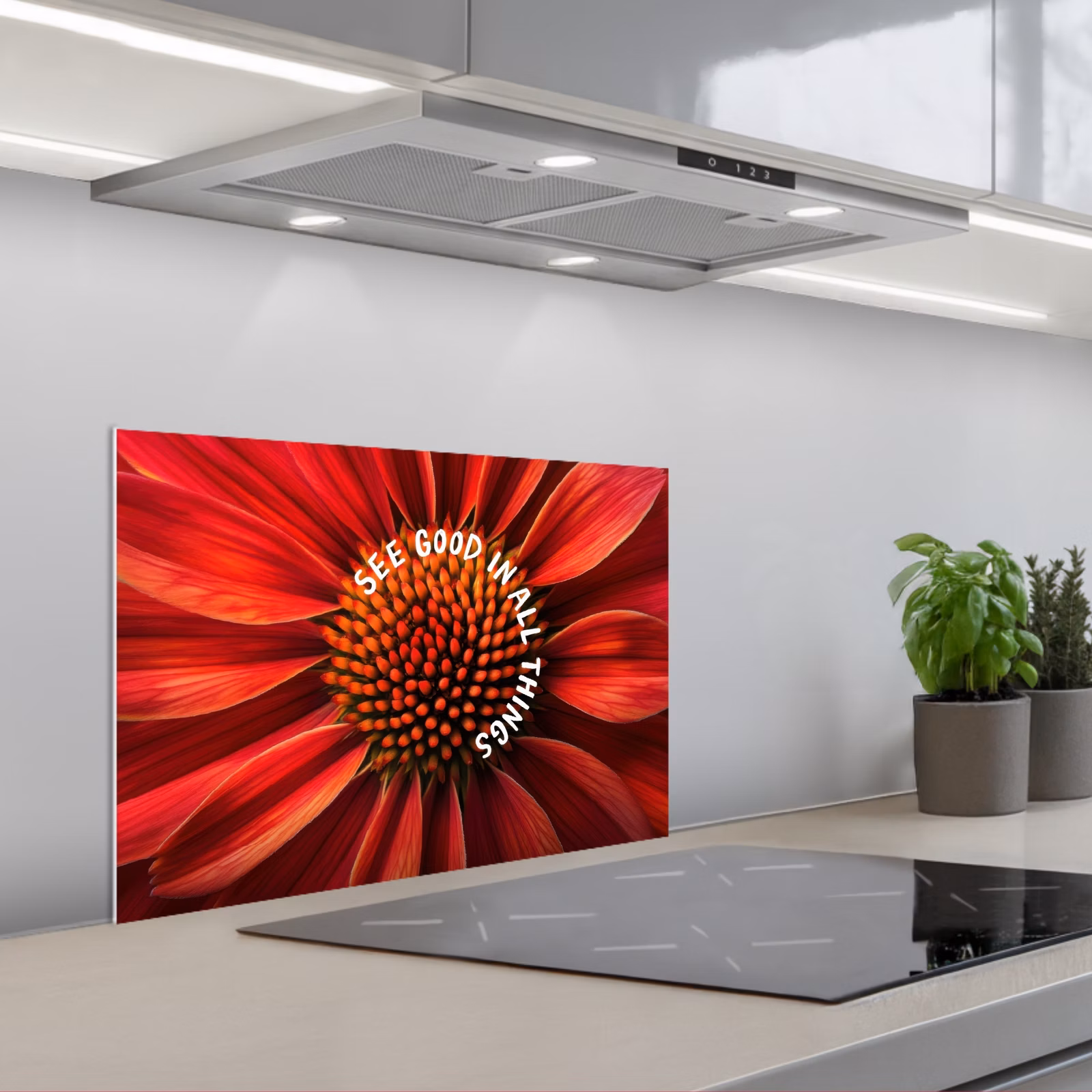 Paraschizzi cucina - Primo piano - Fiore - Citazione - Rosso — 1