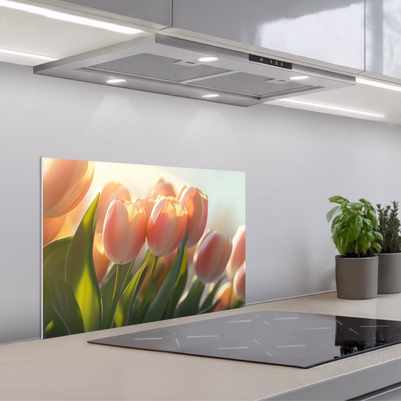Paraschizzi cucina - Tulipani - Rosa - Raggi di sole — 1