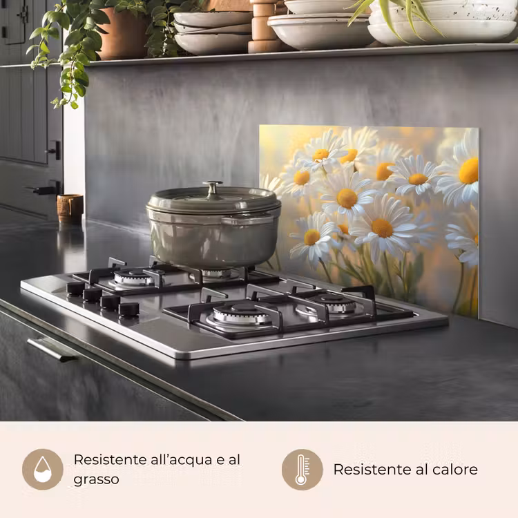 Paraschizzi cucina - Margherite - Bianco - Luce solare — 2