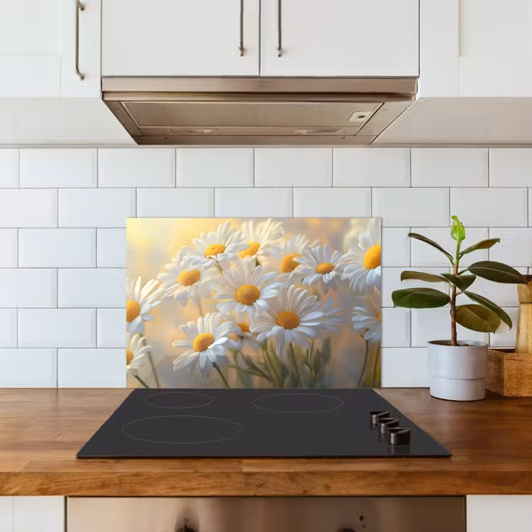 Paraschizzi cucina - Margherite - Bianco - Luce solare — 3