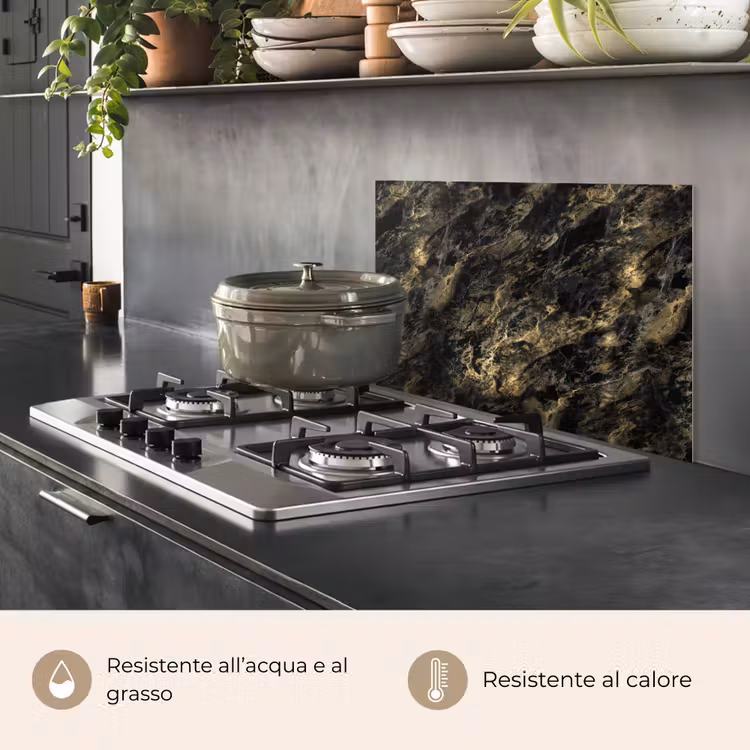 Paraschizzi cucina - Marmo - Nero - Oro — 2