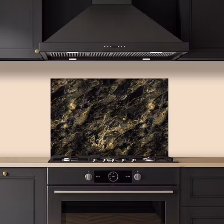 Paraschizzi cucina - Marmo - Nero - Oro — 5