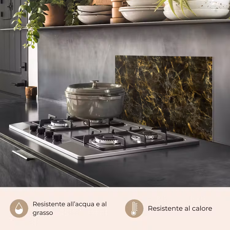 Paraschizzi cucina - Nero - Marmo - Oro — 2