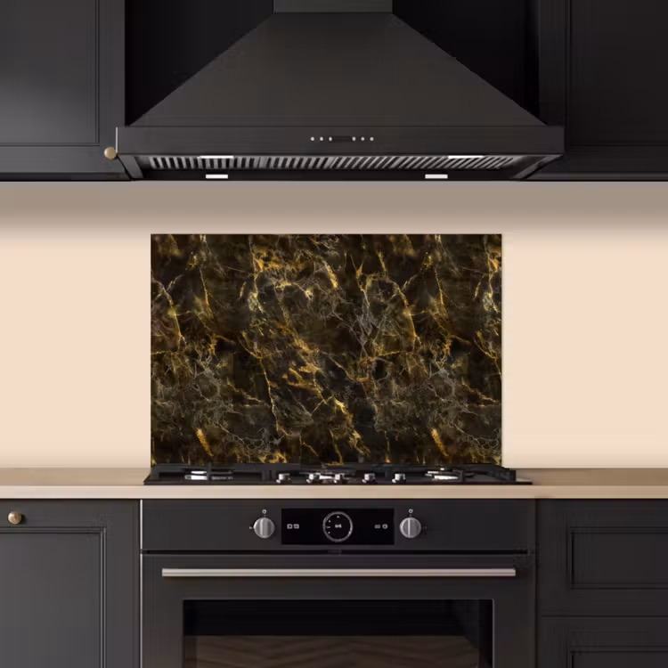 Paraschizzi cucina - Nero - Marmo - Oro — 5