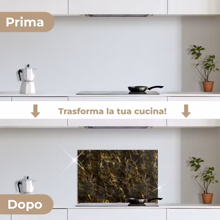 Paraschizzi cucina - Nero - Marmo - Oro — 7