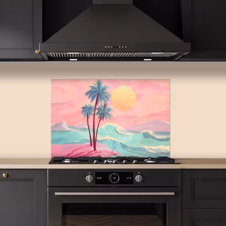 Paraschizzi cucina - Palme - Onde - Mare — 5