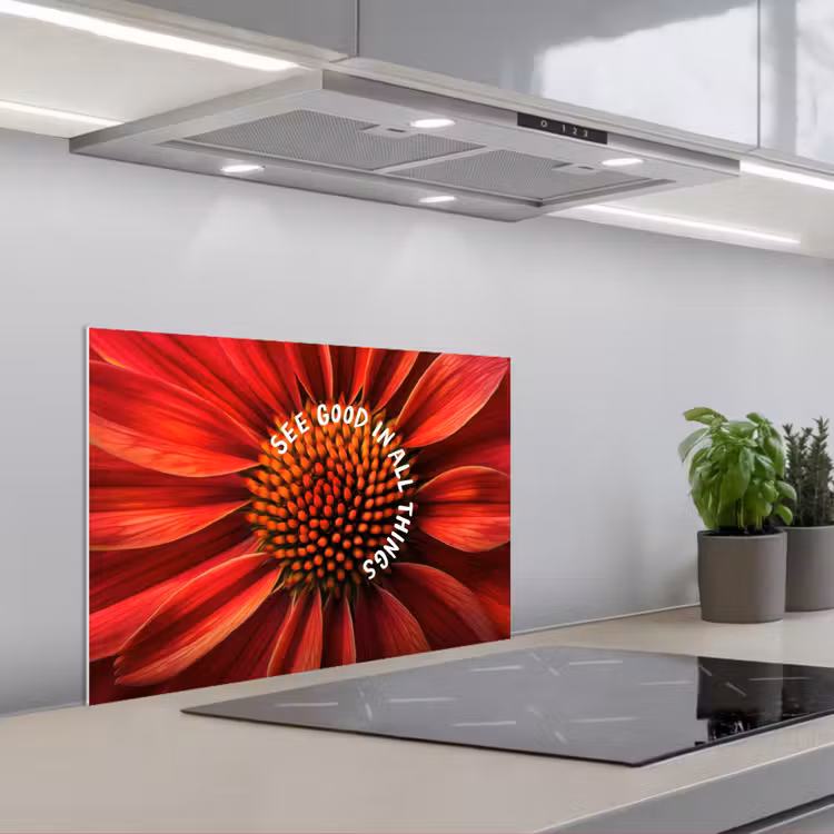 Paraschizzi cucina - Primo piano - Fiore - Citazione - Rosso — 1